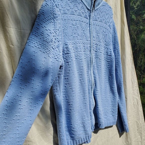 Women's Croft & Barrow Light Blue Zip Up Turtleneck Sweater Jacket Size xl xlarg - Picture 3 of 4